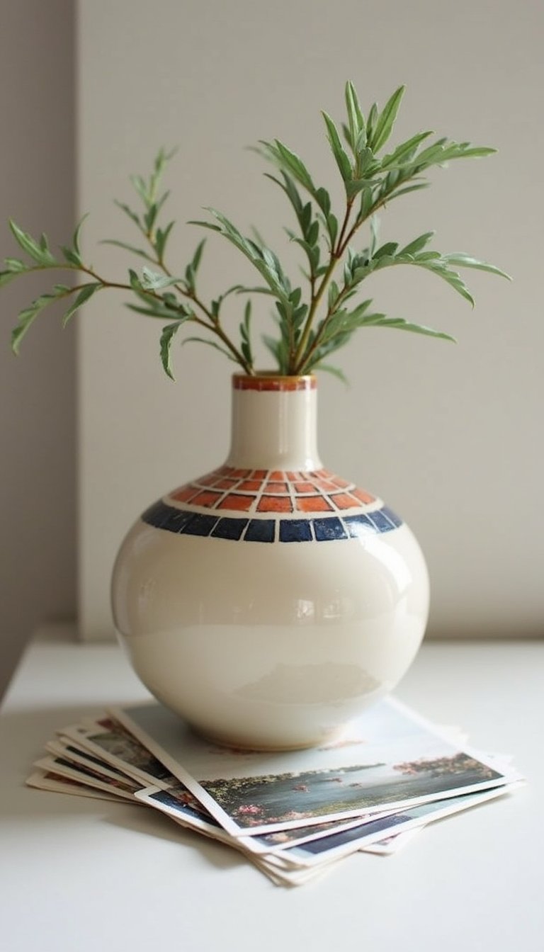 Tiny Geometric Mosaic Painted Around Neck