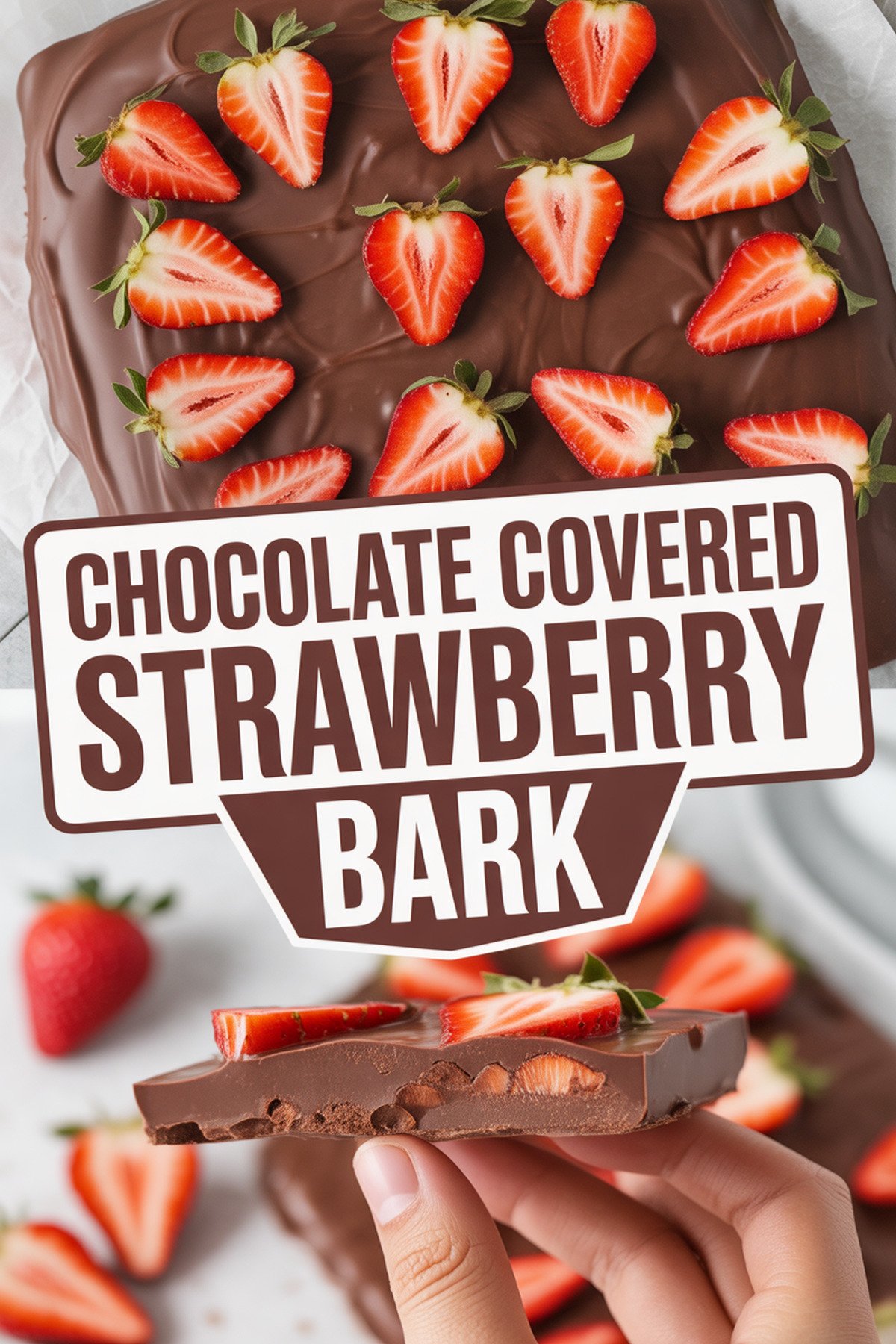 Chocolate Covered Strawberry Bark recipe idea in stylish layout