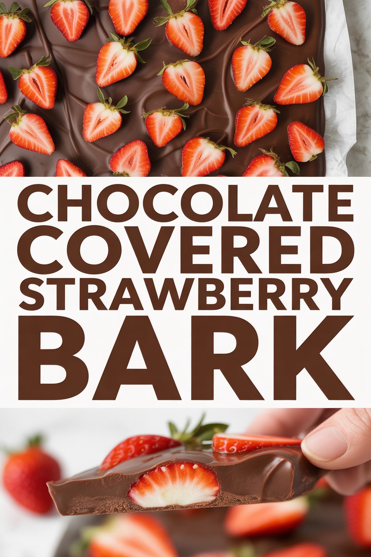 Chocolate Covered Strawberry Bark recipe idea in stylish layout