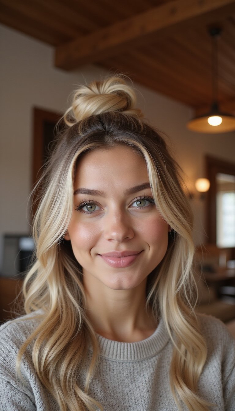 Half-Up Top Knot With Soft Face-Framing