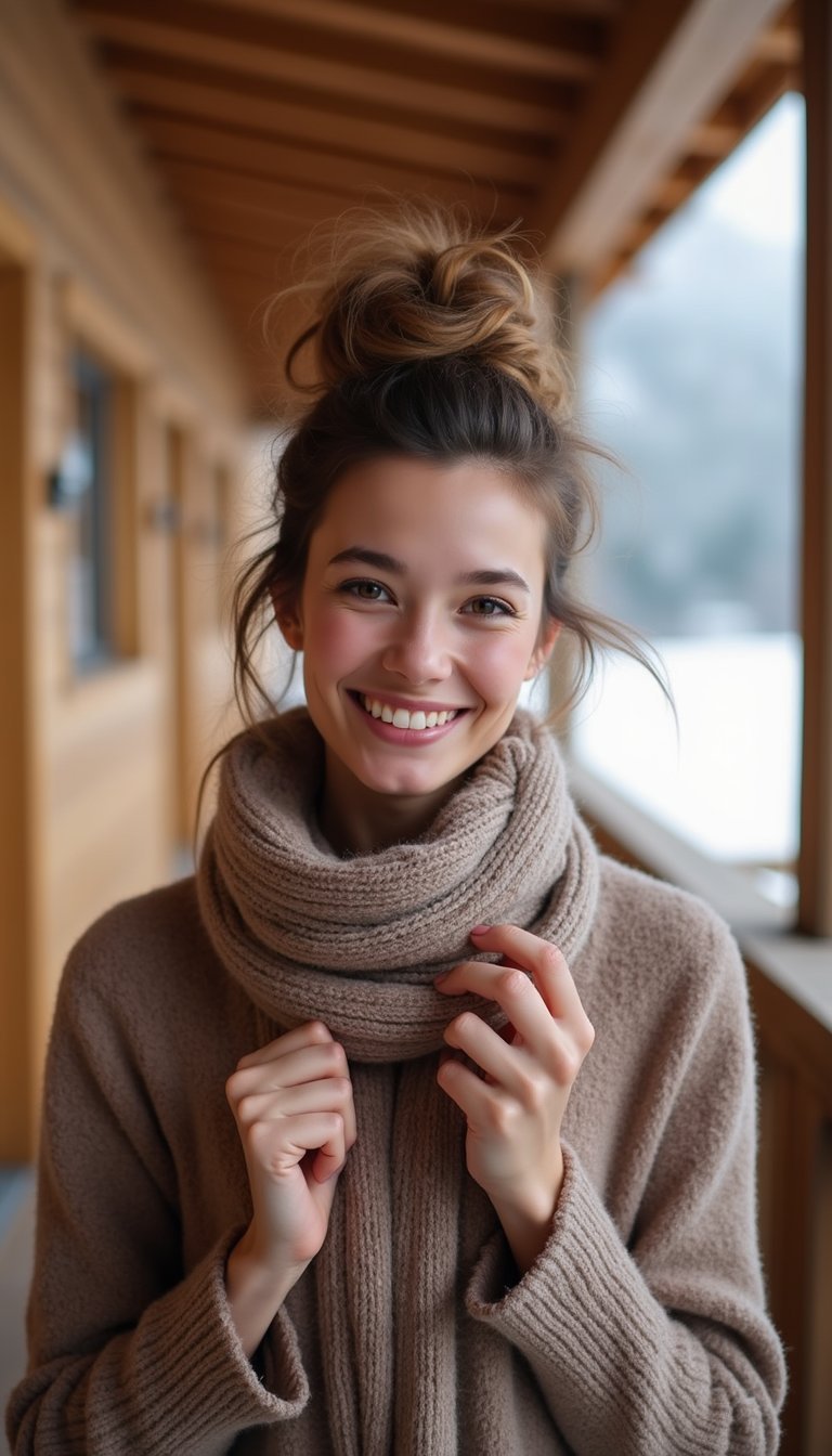 Knotted Scarf Updo For Mountain Apres