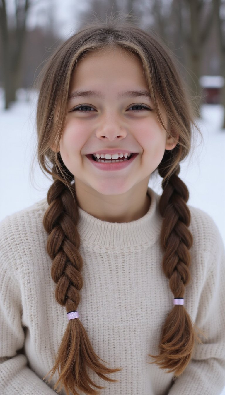 Playful Braided Pigtails For Snow Days