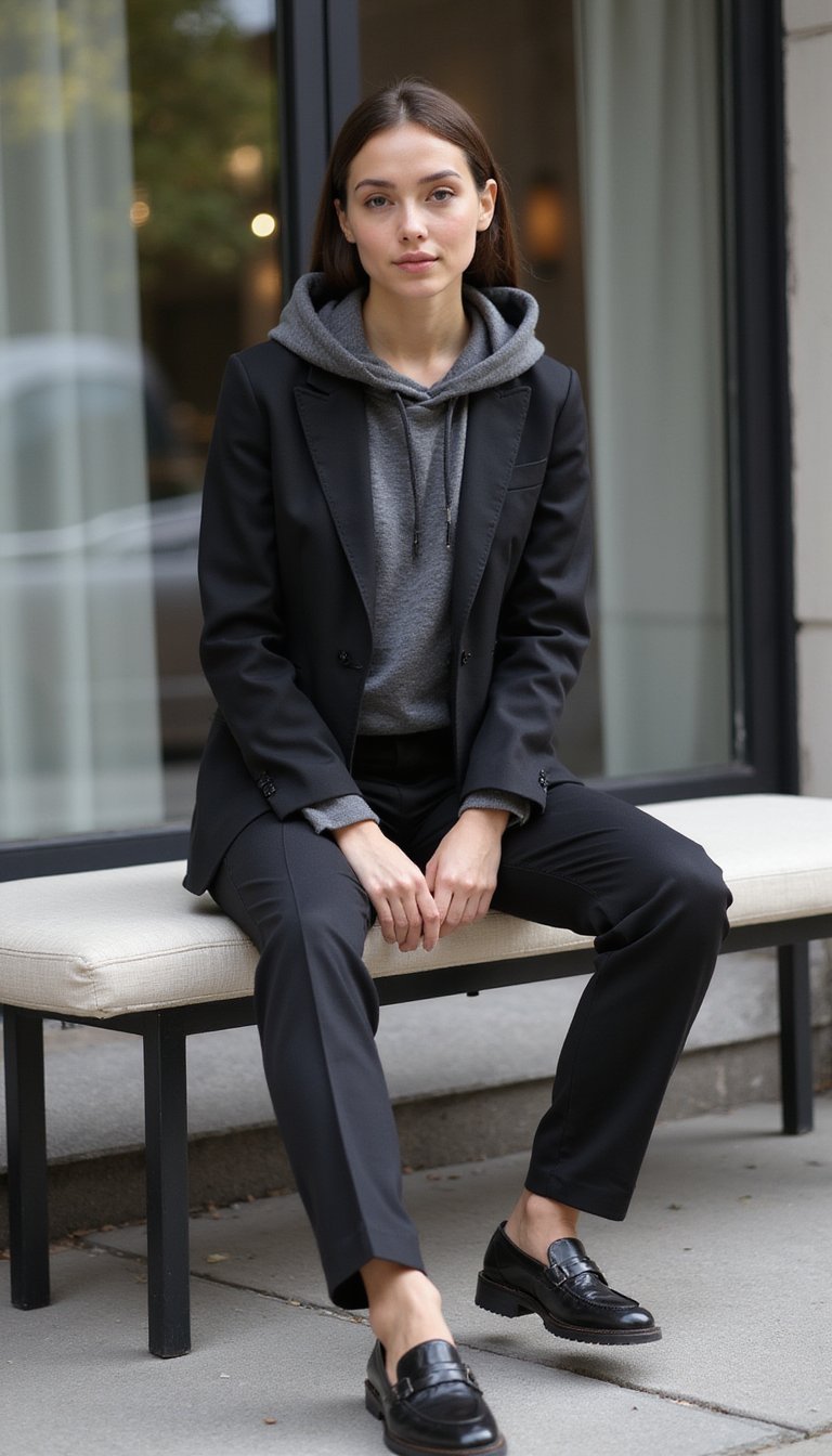 Hoodie And Blazer Mix For Casual Office