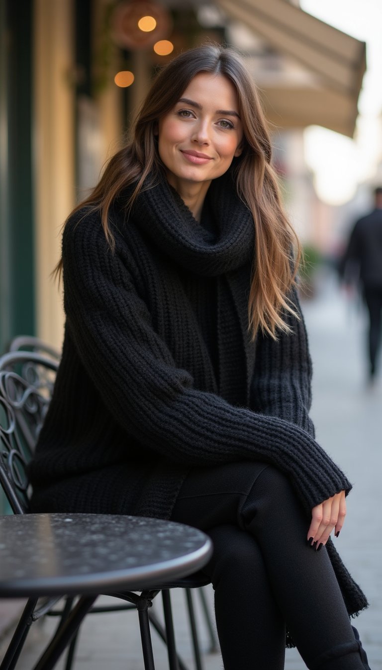 Knit Co-Ord Set With Oversized Scarf