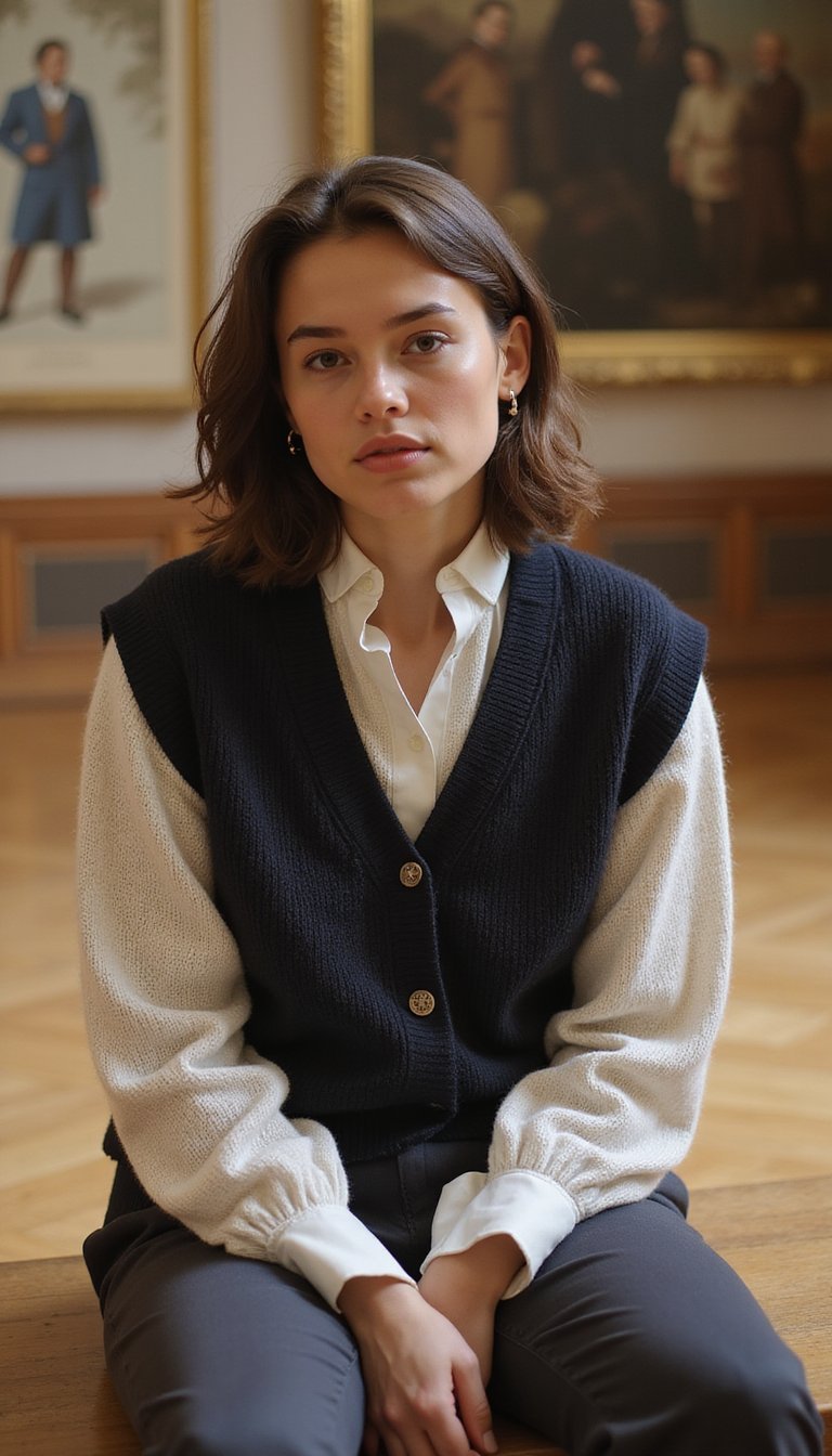 Sweater Vest Over Crisp Button Down Shirt