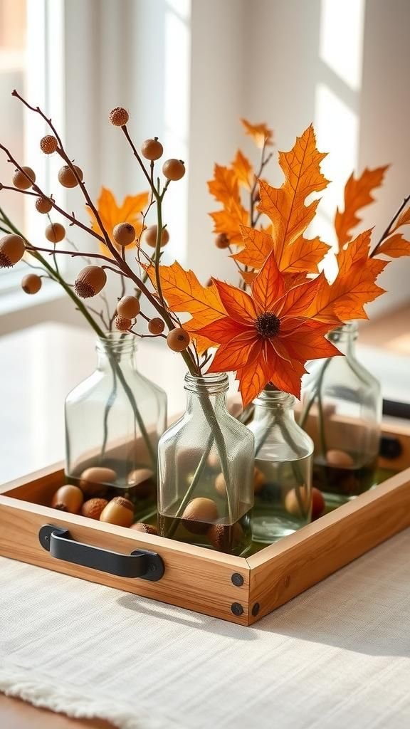 Autumn Leaf And Acorn Bottle Centerpiece