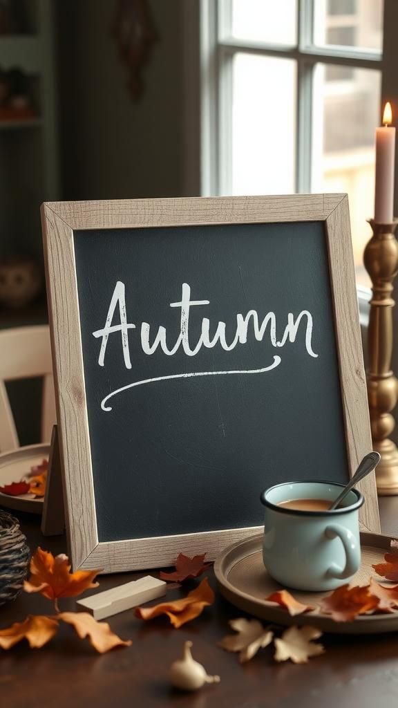 Distressed Frame Chalkboard With Autumn Quote