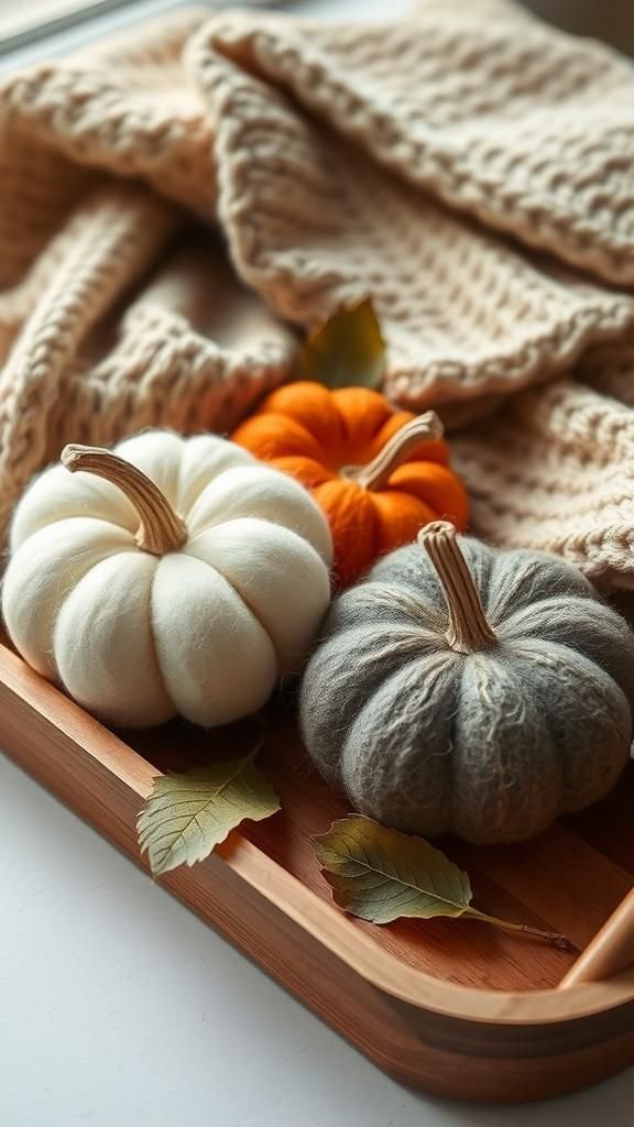 Felted Wool Pumpkins In Hearth Tones