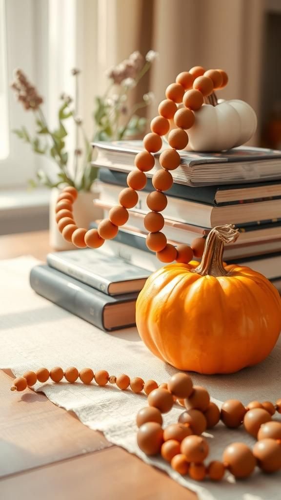 Harvest-Toned Wooden Bead Garland