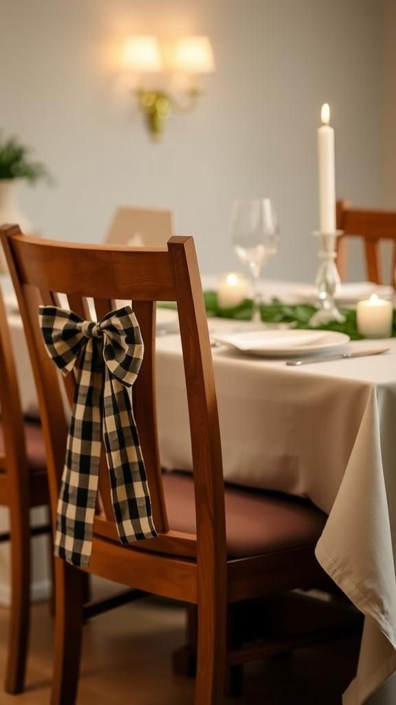 Plaid Ribbon Bows For Chair Backs