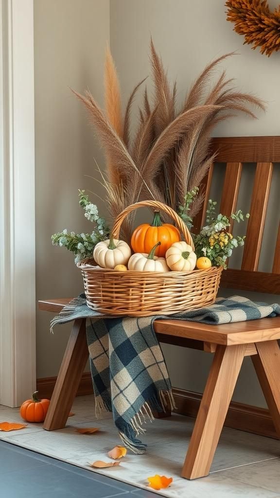 Pumpkin And Eucalyptus Entryway Basket