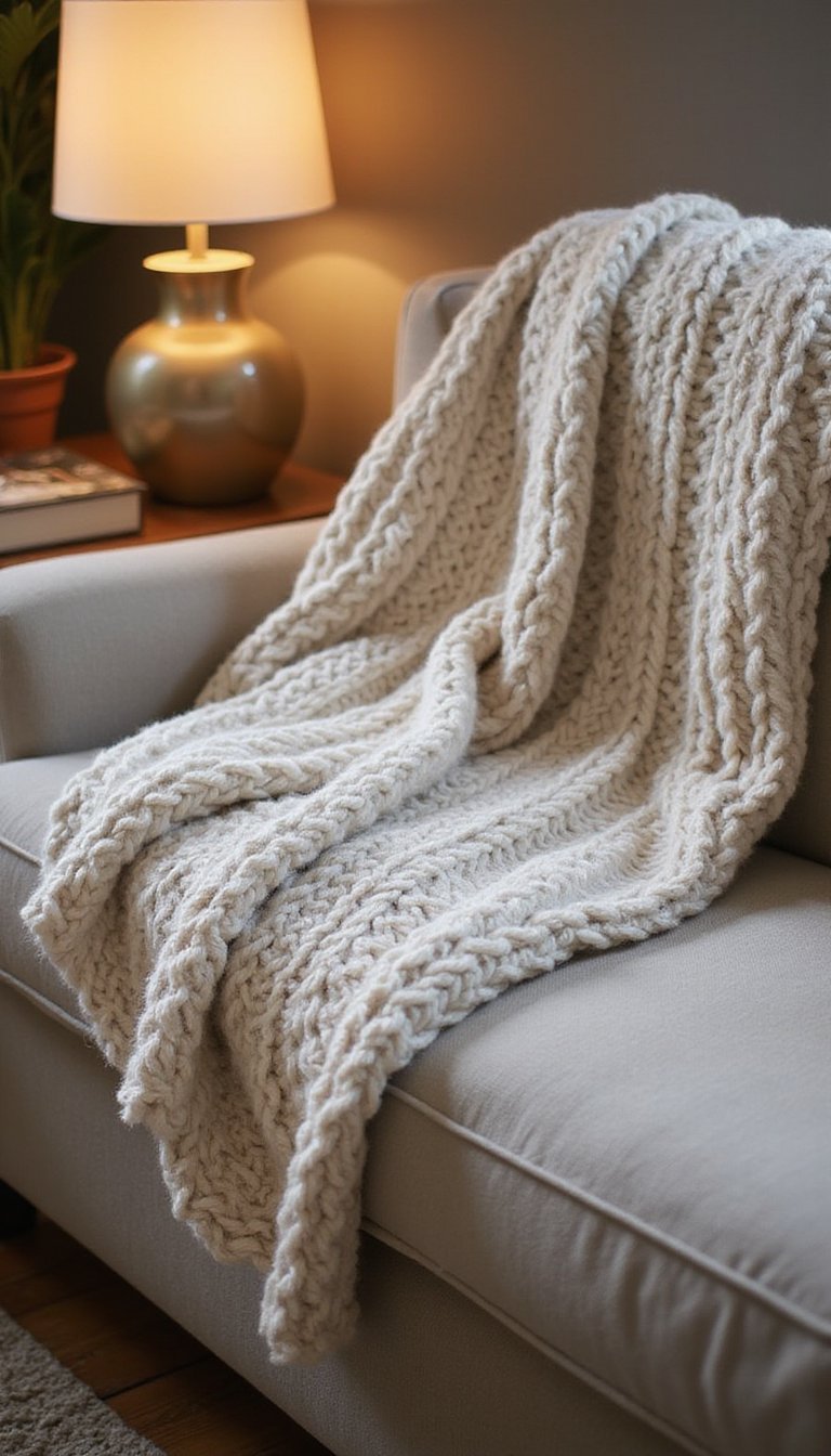 DIY Chunky Knit Throw From Giant Yarn