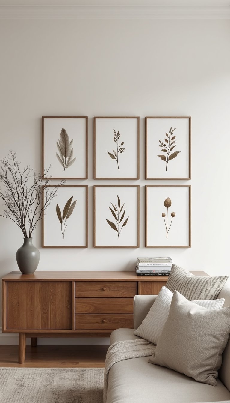 Minimal Gallery Wall With Winter Botanical Prints