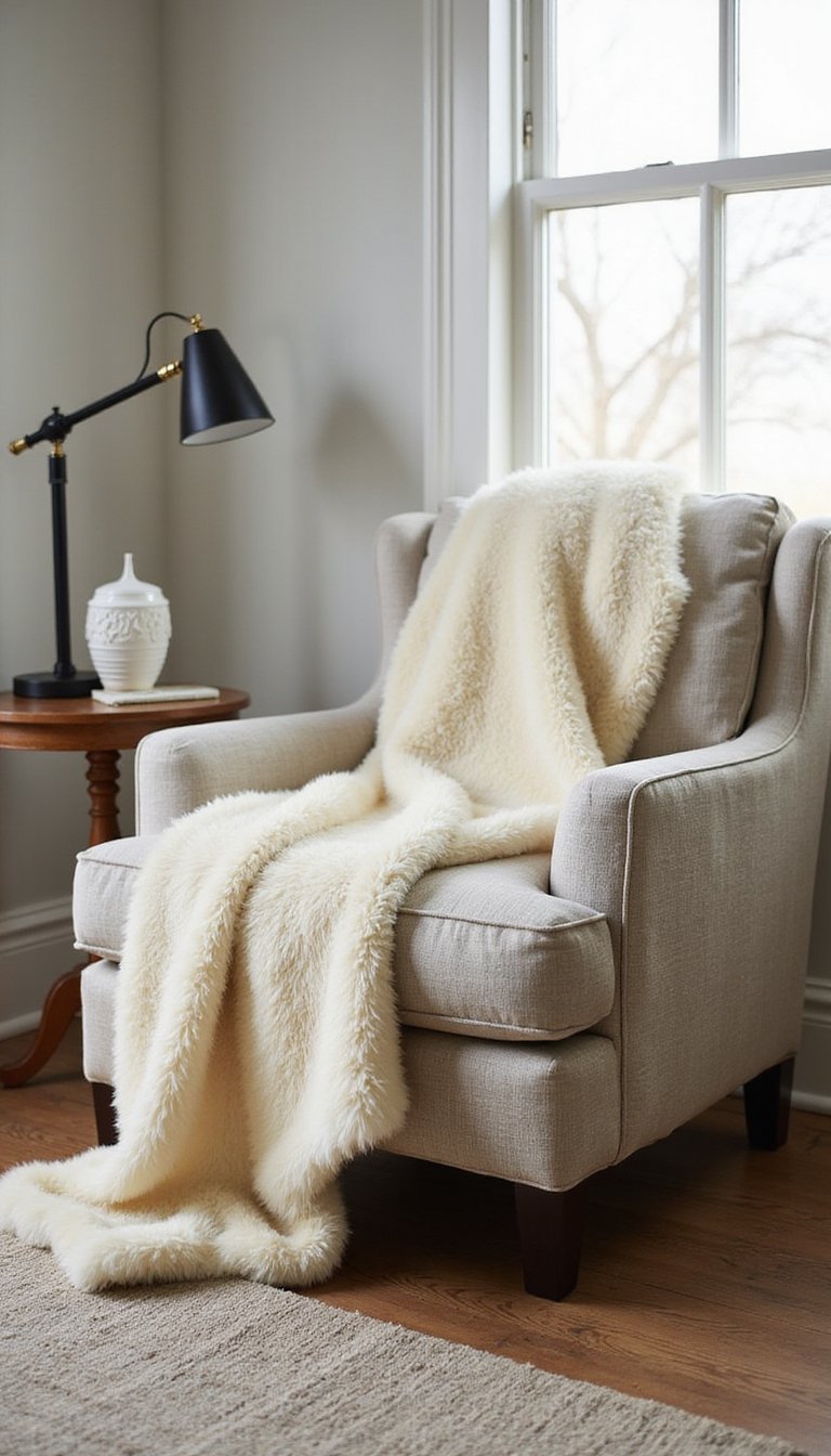 Simple Faux Fur Chair Throw For Instant Warmth