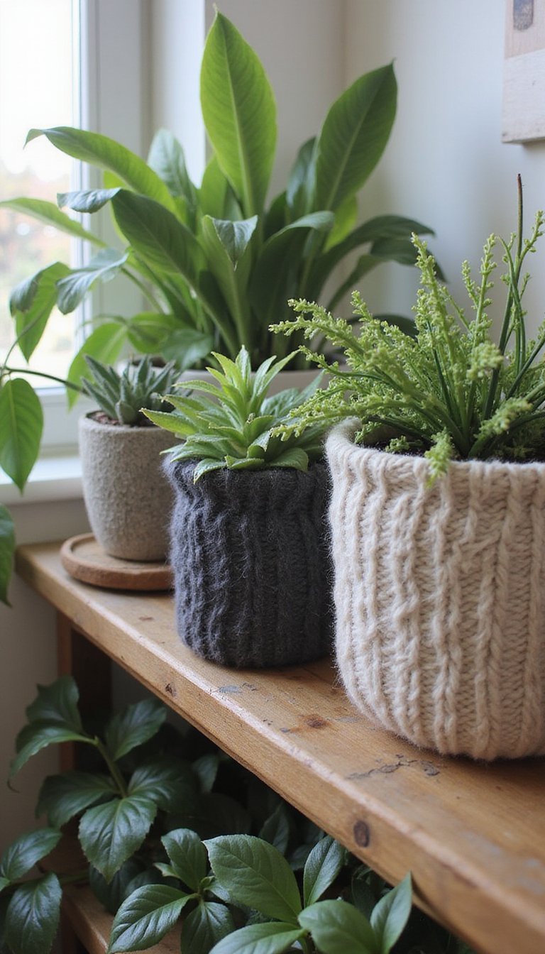 Sweater Covered Planters For Soft Botanical Touch