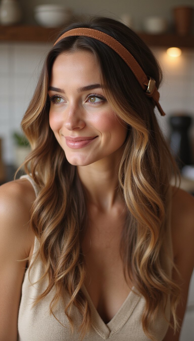 Boho Waves Paired With A Leather Headband
