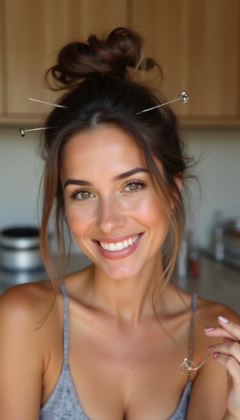 Half-Up Twisted Knot With Hidden Pins