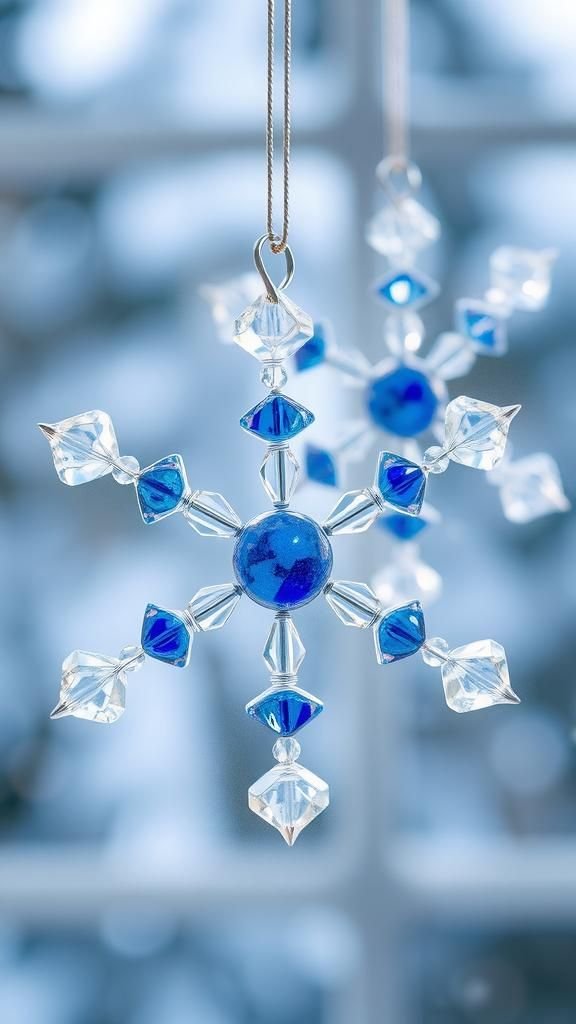 Beaded Wire Snowflake Window Ornaments