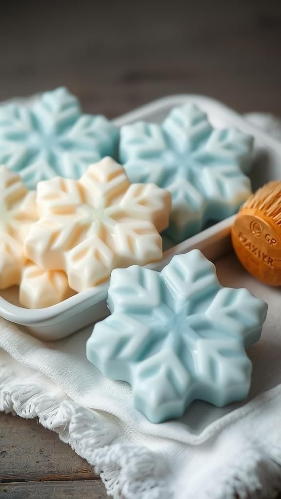 Carved Snowflake Soap Bars In Winter Scents