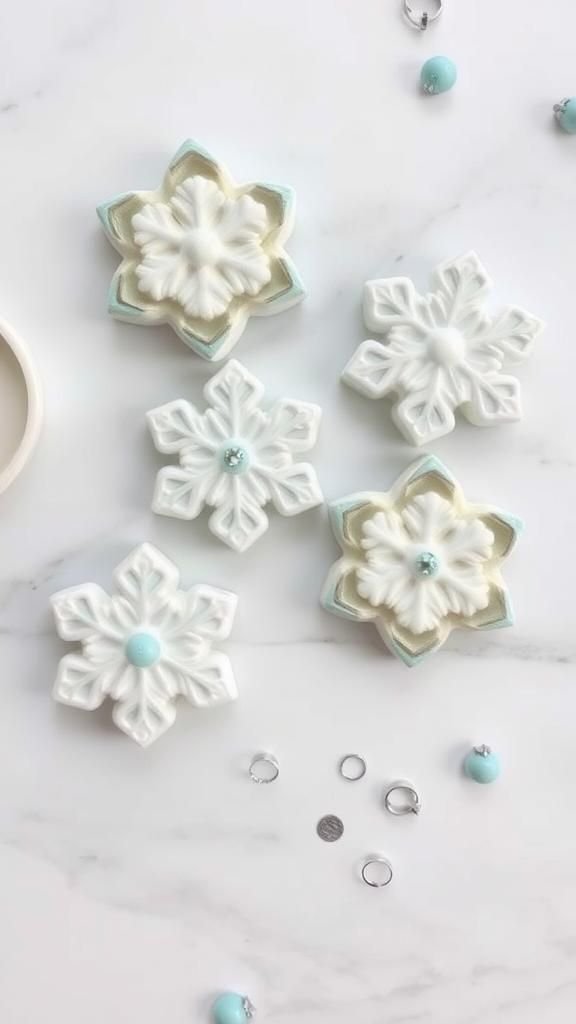 Clay Snowflake Trinket Dishes With Frosted Edges