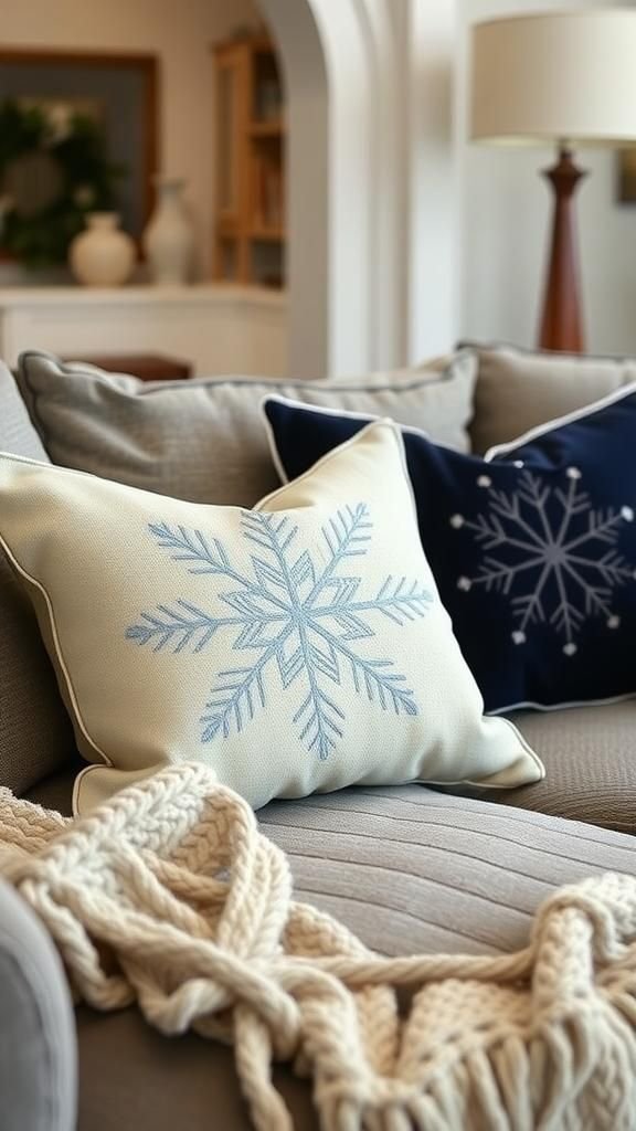 Cozy Snowflake Appliqué Pillow Covers