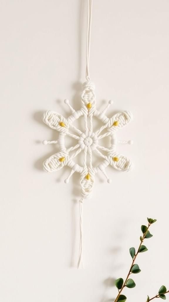 Macramé Snowflake Wall Hanging In Cream Cotton