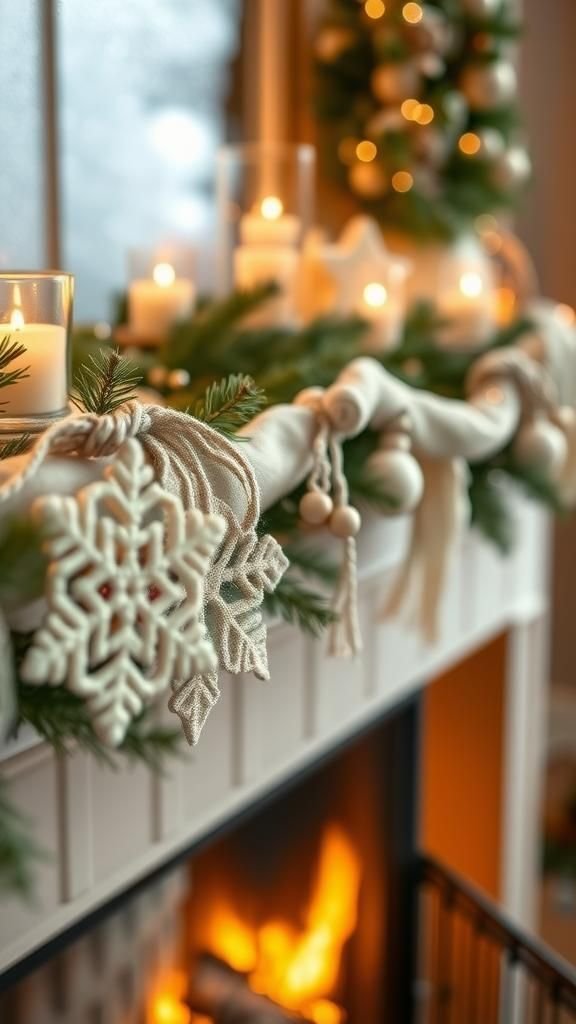 Plush Felt Snowflake Garland For Mantels