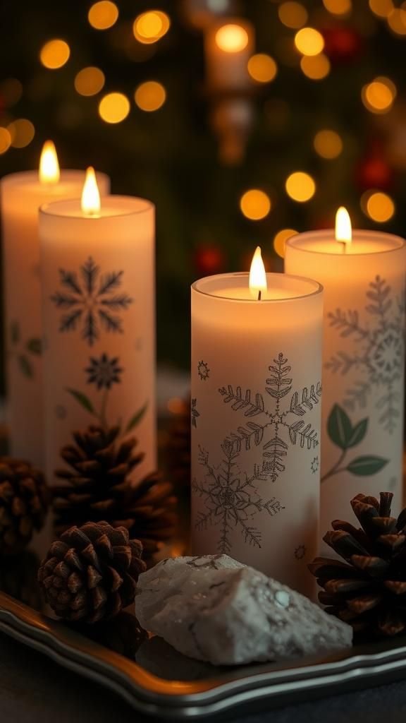 Pressed Botanical Snowflake Candle Wraps