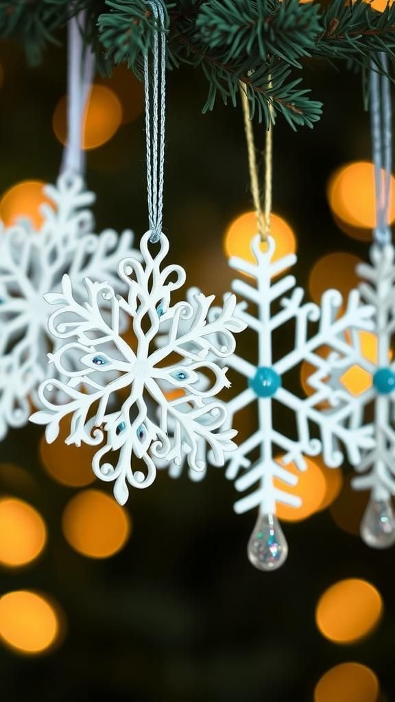Quilled Paper Snowflake Tree Ornaments