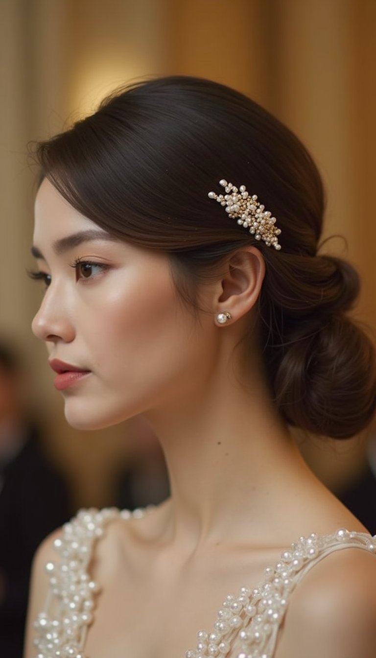 Pearl-Studded Claw For Wedding Guest Glam