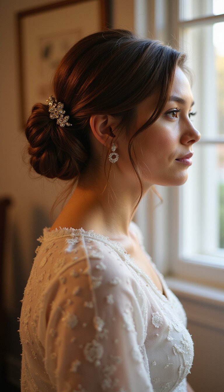 Romantic Low Bun With Soft Claw Clip Finish