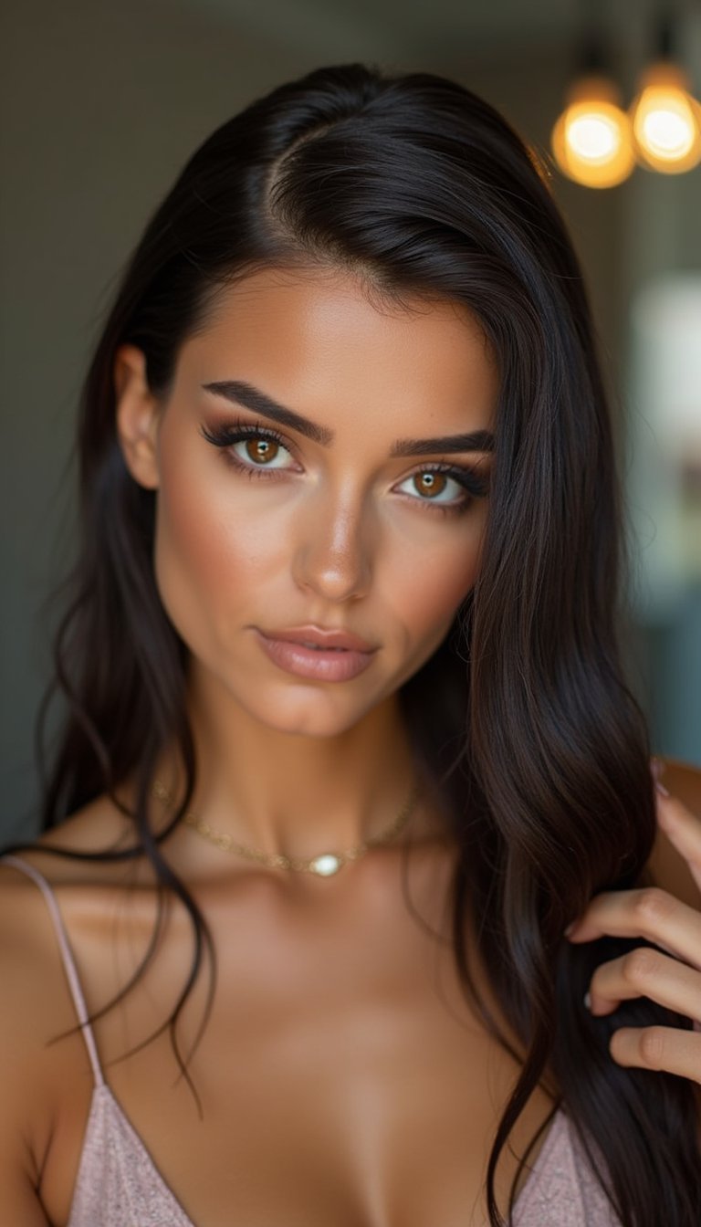 Wet-Look Slick Back Held By Sleek Claw Clip