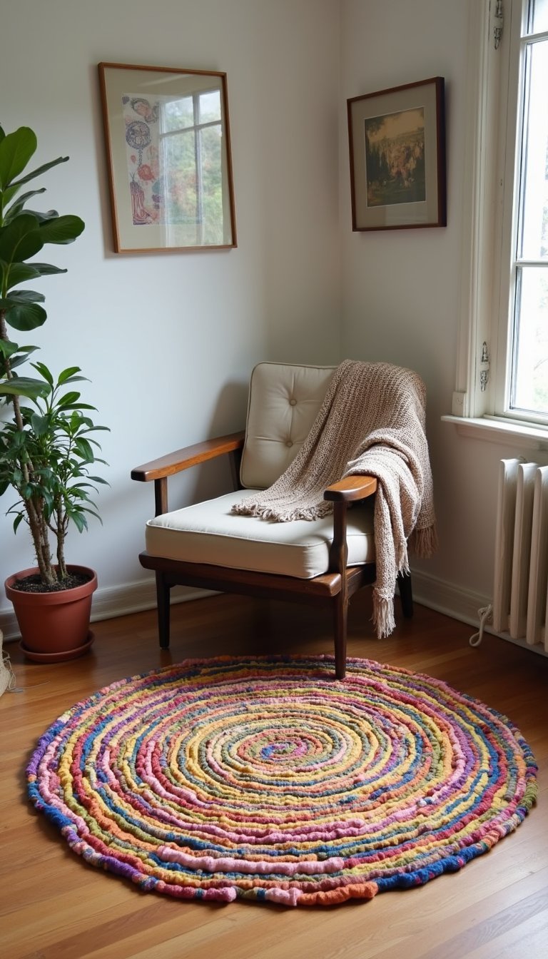 Alfombra Tejida Con Retazos De Tela