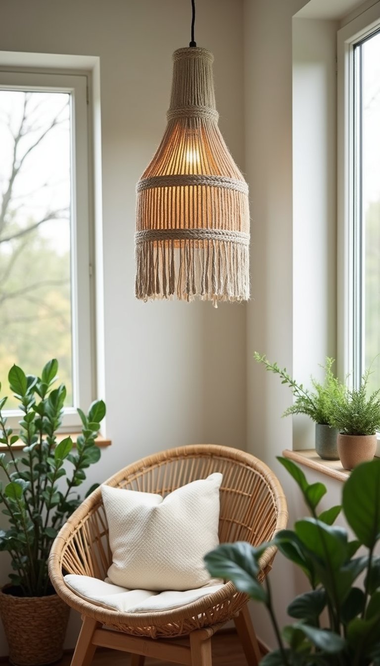 Lámpara De Macramé Con Hilos Reutilizados