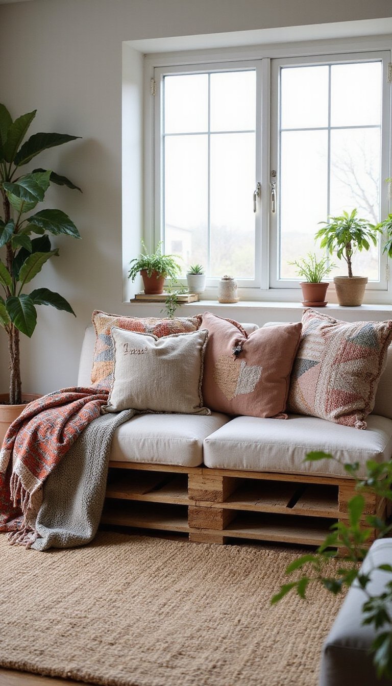 Sofá De Palets Con Cojines De Retazos