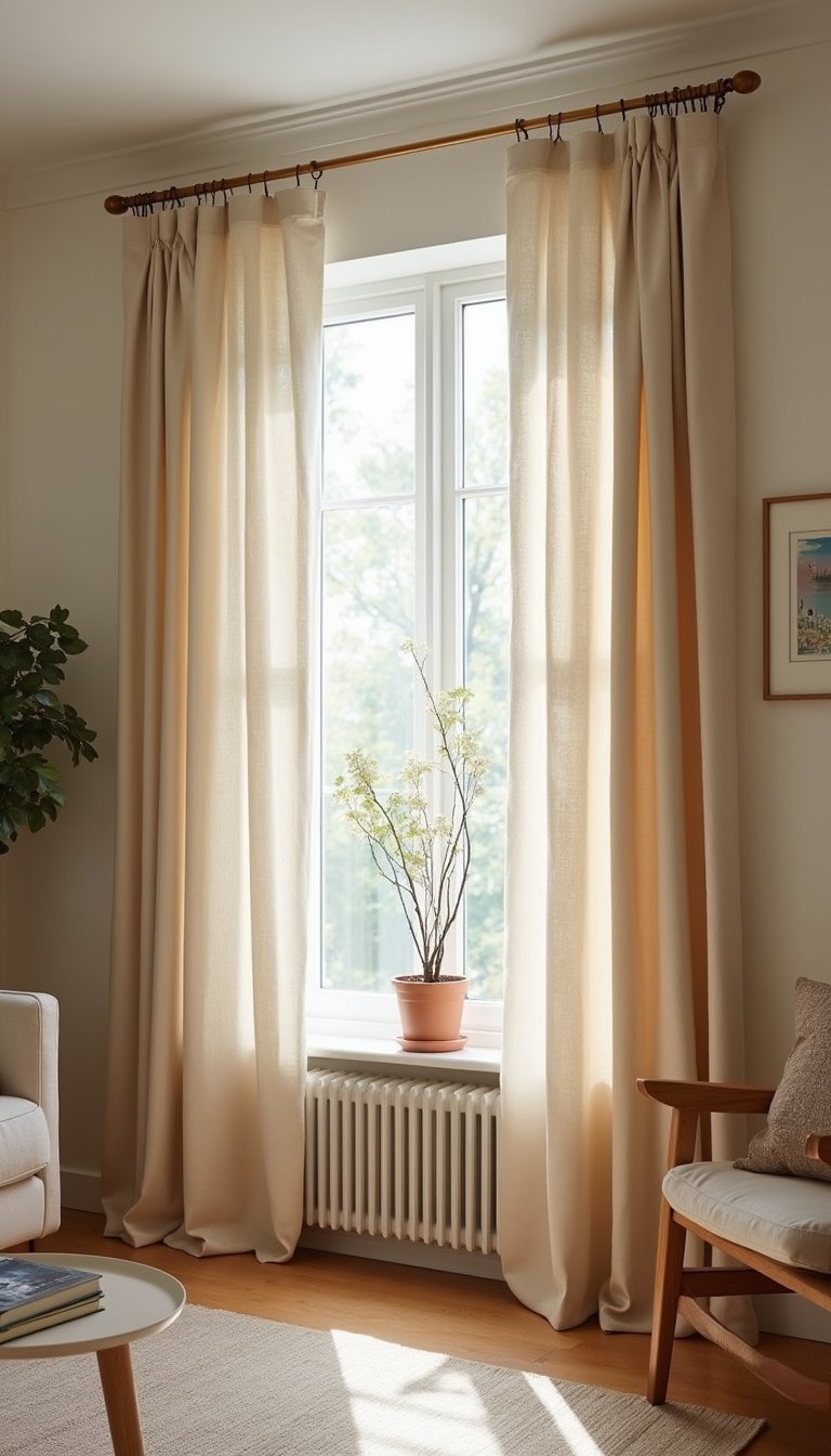 Cortinas De Lino Grueso En Tonos Arena Natural