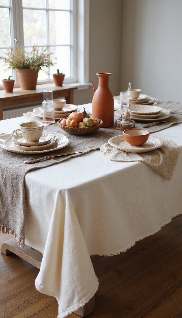 Mantel De Lino Con Bordes Rústicos Y Capas