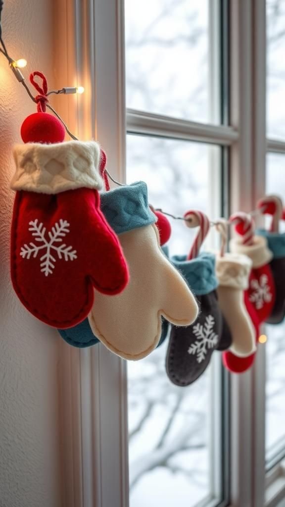 Felt Mitten Garland With Cozy Nordic Patterns