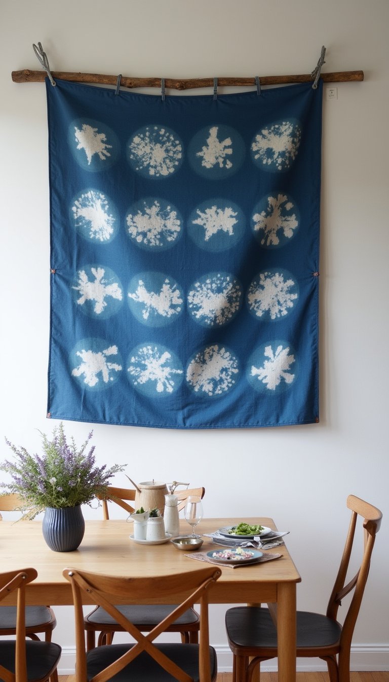 Indigo-Dyed Shibori Fabric Banner For Bold Blue