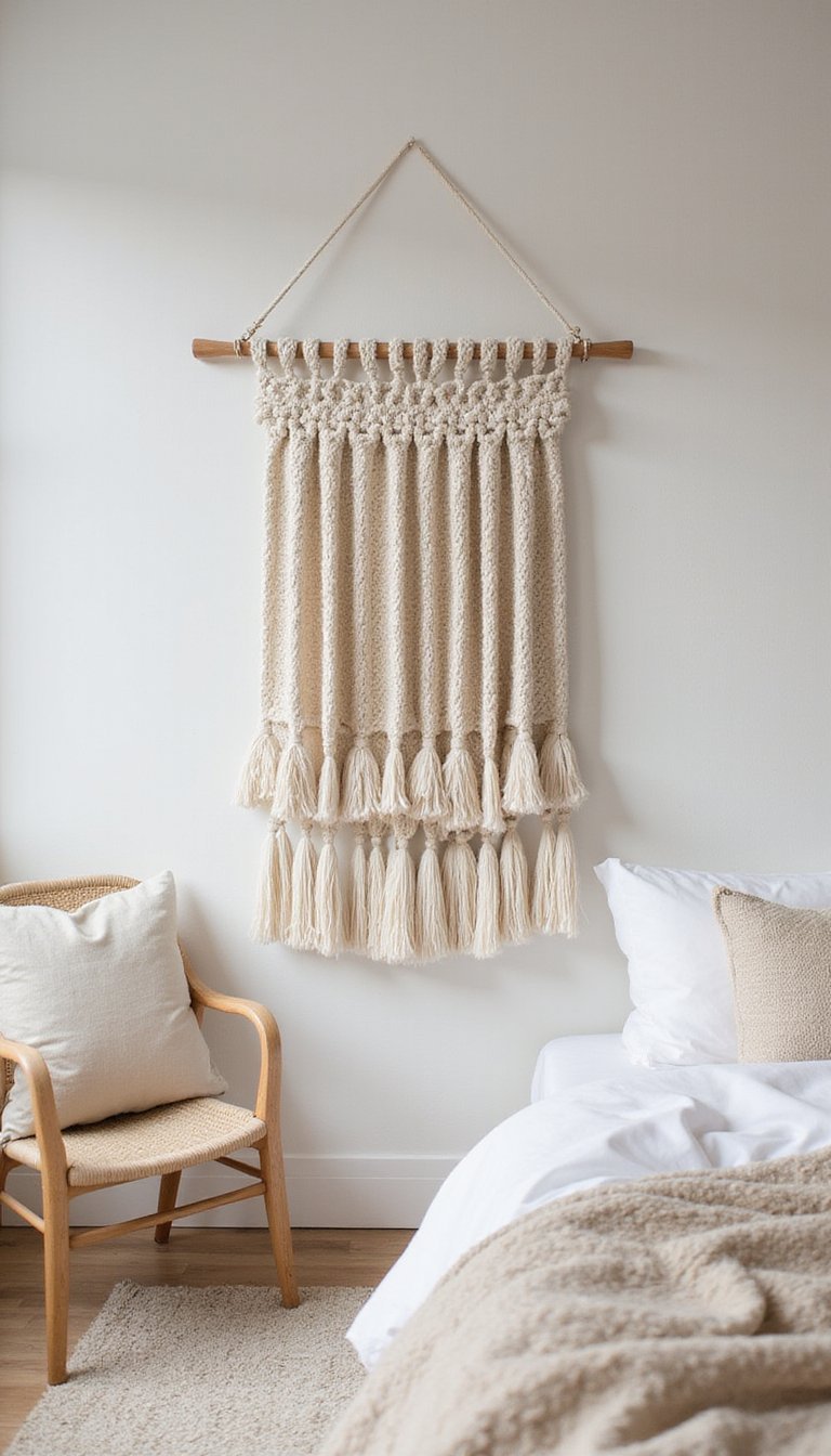 Neutral Cotton Loop Wall Hanging With Soft Texture
