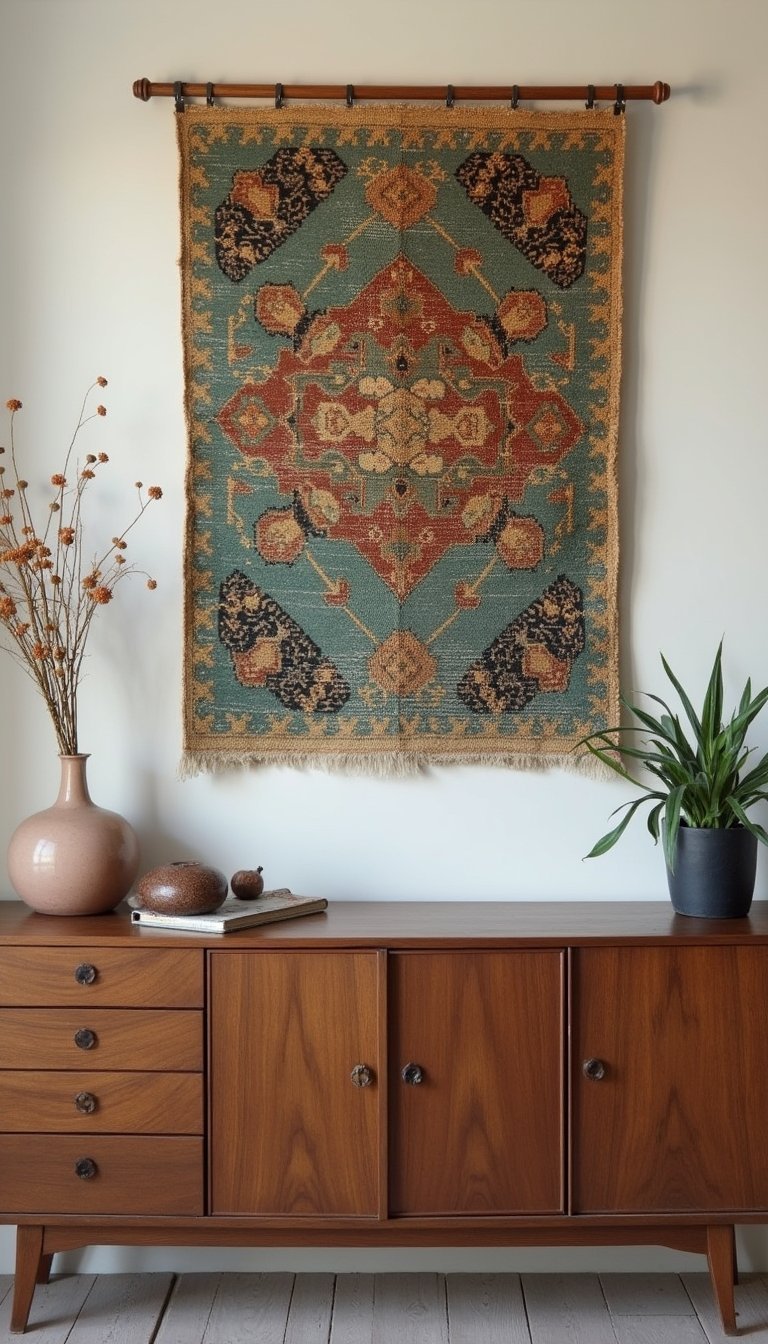 Vintage Rug Fragment Framed As Wall Art