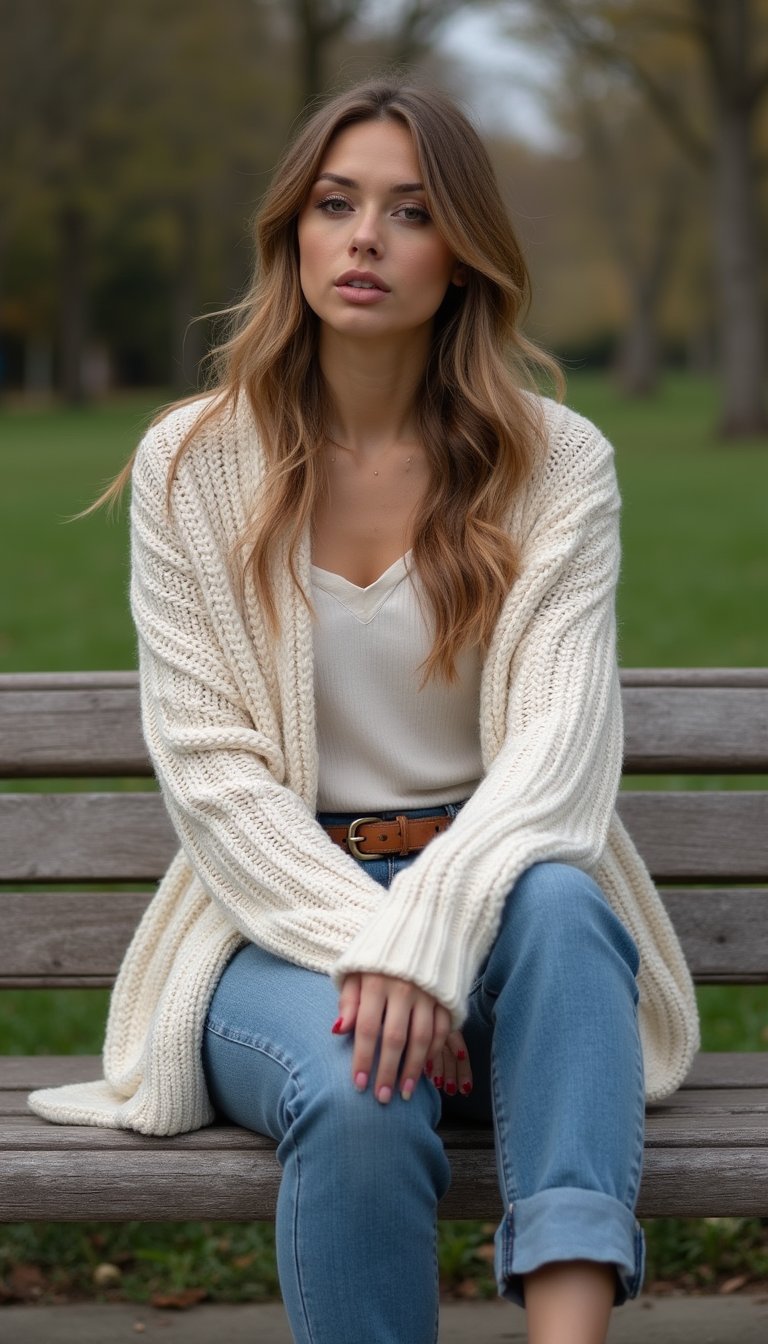 Cozy Oversized Cardigan With Straight-Leg Jeans
