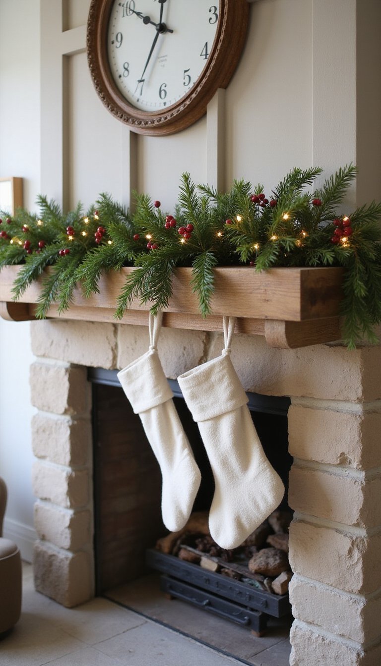 Classic Pine And Red Berry Garland With Lights