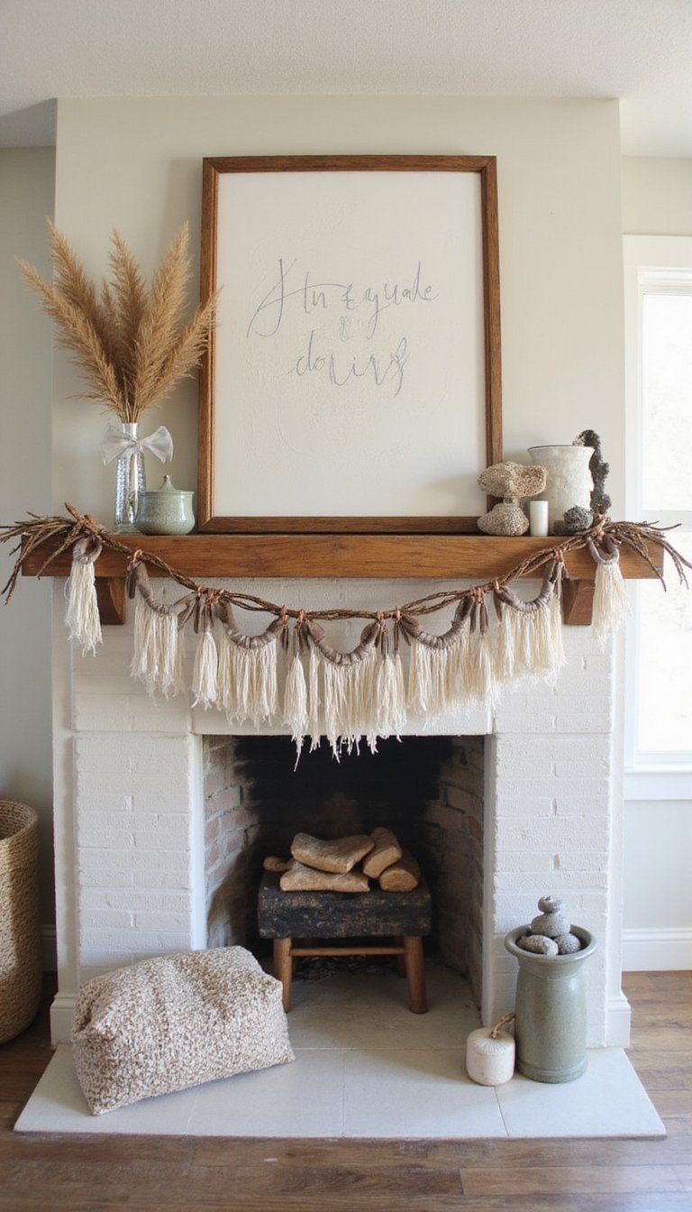 Twig Feather Boho Garland With Neutral Textures