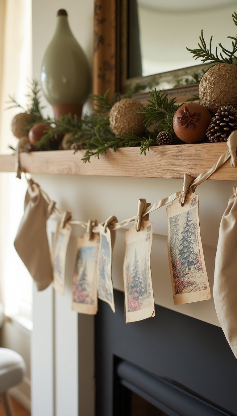 Vintage Postcard And Ribbon Sentimental Garland