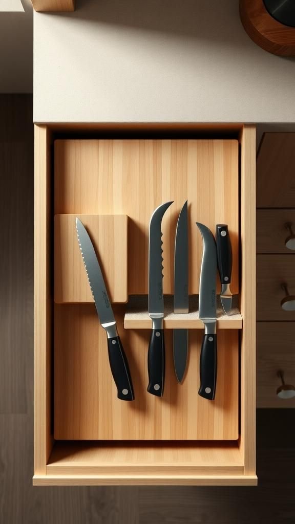 Birch Plywood Knife Drawer Block With Felt Guard