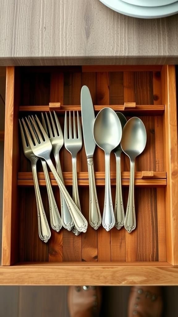 Reclaimed Pallet Wood Cutlery Divider With Patina