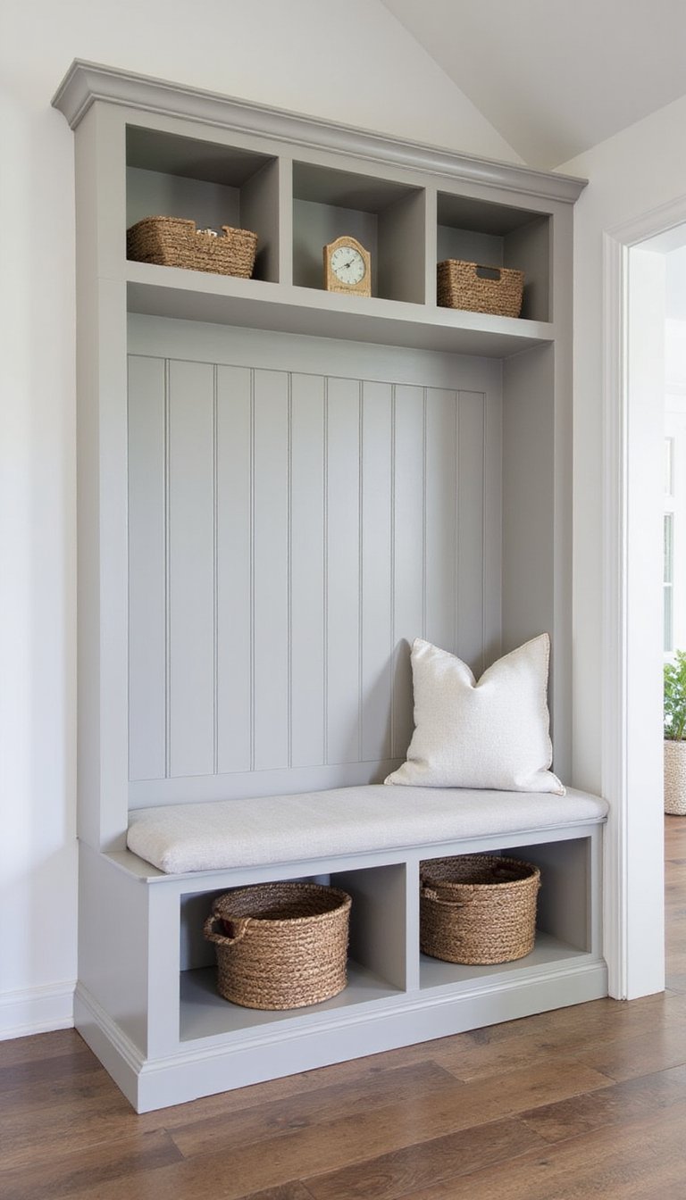 Built In Bench With Open Cubbies And Trim