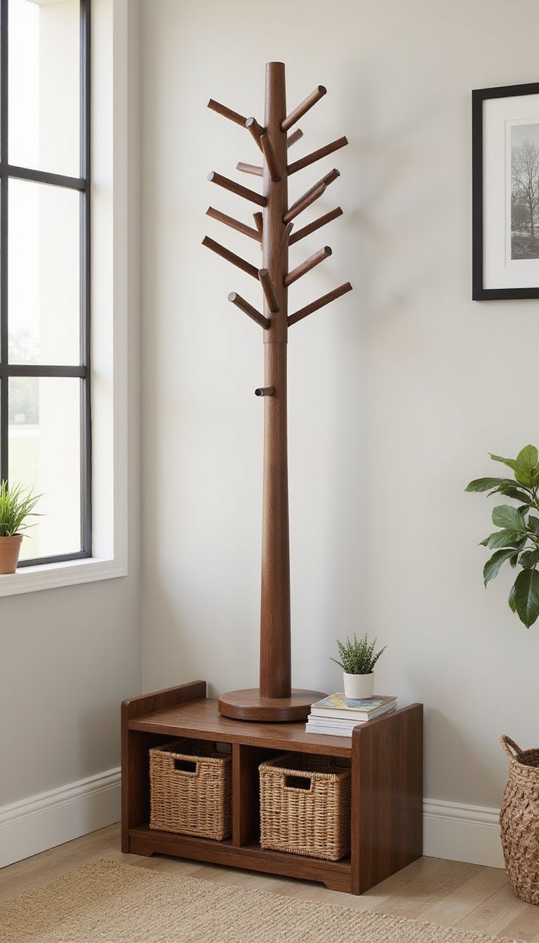 Coat Tree With Built In Shelf Space