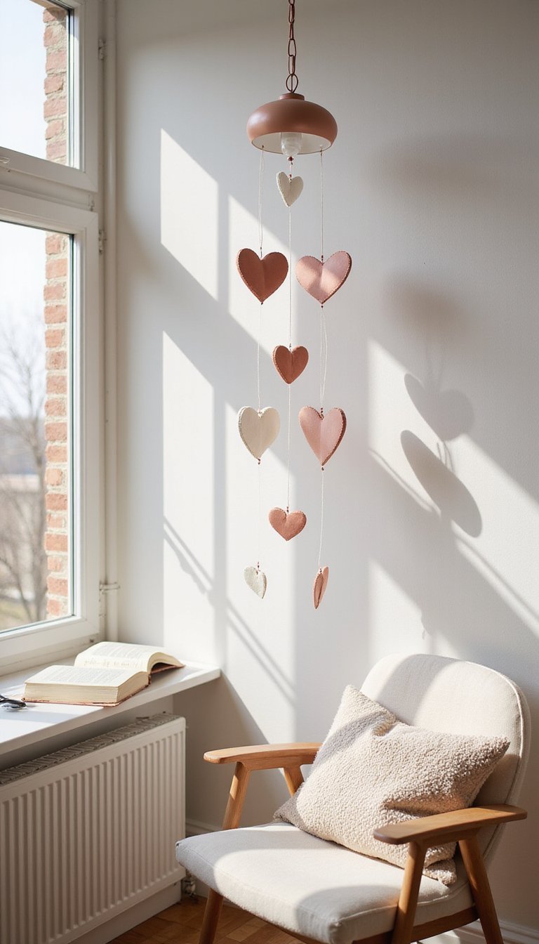 Floating Heart Mobile For Window Or Nook